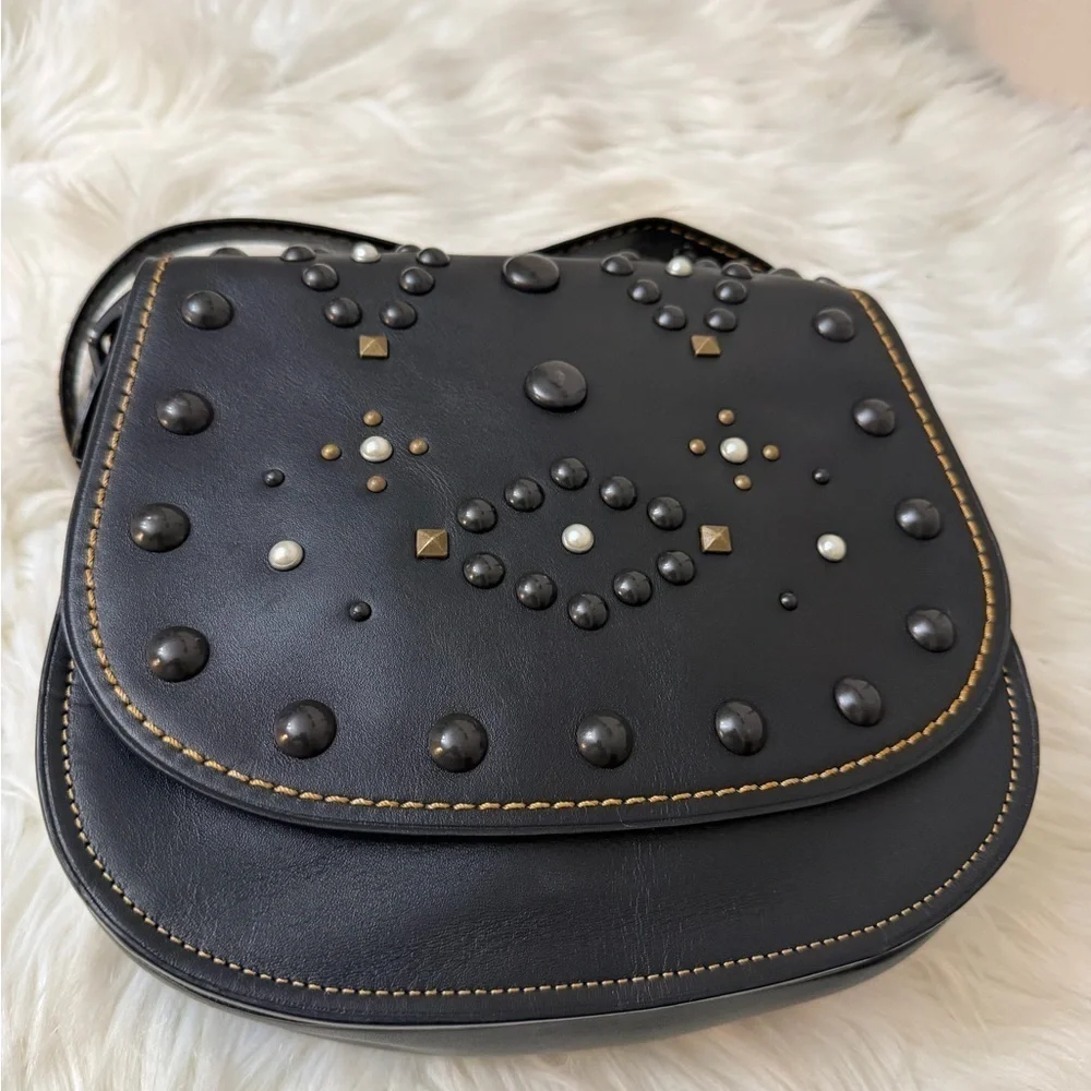 Coach Black Crossbody Bag with Studs#20115